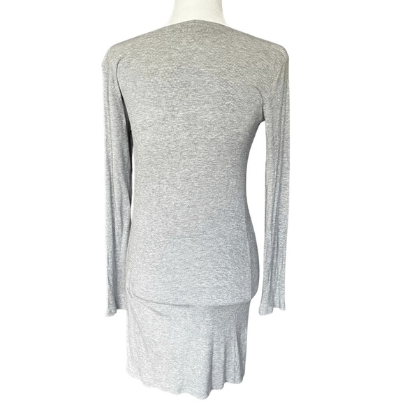Grey Front Slit Rib T-Shirt Dress - Picture 6 of 11